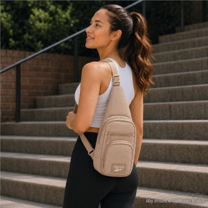 Reebok Unisex Crossbody Bag - Convertible Compact Durable Cross Body Bag for Women and Men - Gym and Travel Essentials, Size One Size, Cosmos Latte - color: Cosmos Latte