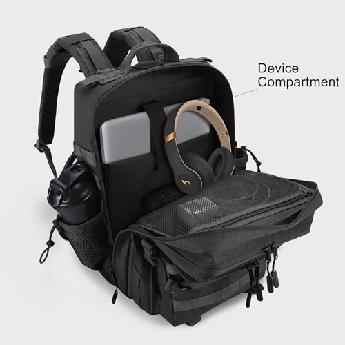 LHI Military Tactical Backpack for Men and Women 45L Army 3 Days Assault Pack Bag Large Rucksack with Shoe Compartment - color: 1.2 Shoe Compartment(black)