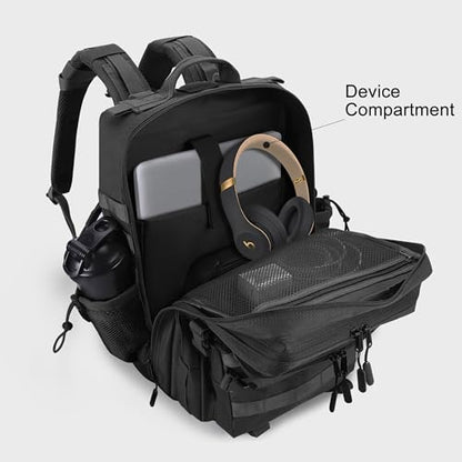 LHI Military Tactical Backpack for Men and Women 45L Army 3 Days Assault Pack Bag Large Rucksack with Shoe Compartment - color: 1.2 Shoe Compartment(black)
