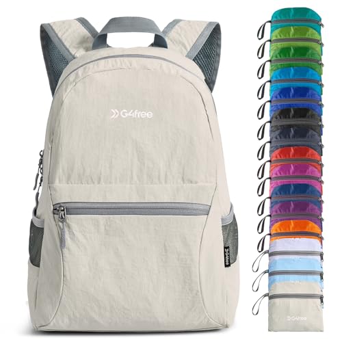 G4Free 20L Lightweight Packable Backpack Travel Hiking Daypack Foldable Backpack for Men Women - color: A-beige