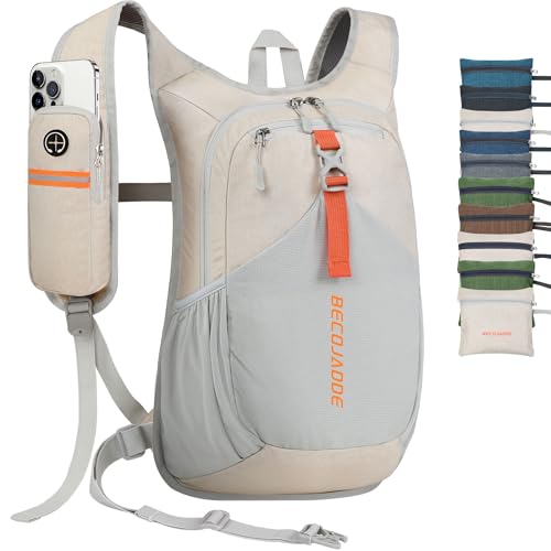 BECOJADDE 20L Small Hiking Backpack for Men Women Foldable Packable Back Pack Ultralight Hiking Daypack for Travel Camping Outdoor, Beige - color: Beige, size: 20L