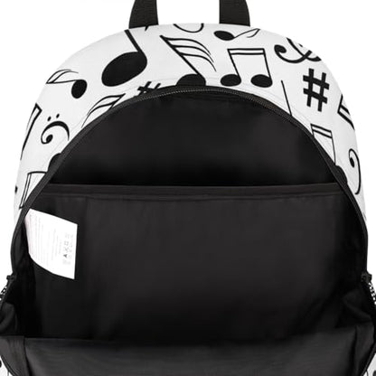 Black And White Music Laptop Backpack for Women Men, Musical Notes Work Travel Computer Backpacks, 18.3 Inch Large Computer Nurse Teacher Bags Casual Daypack - color: Multicolor 16