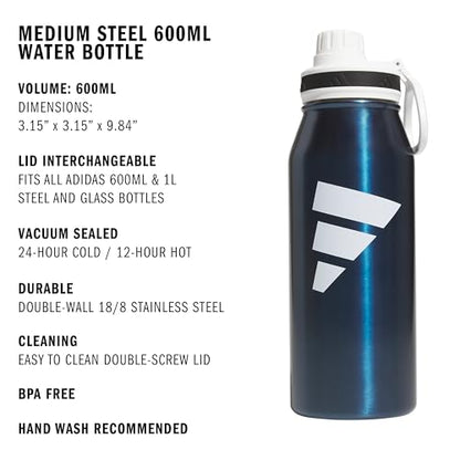 adidas Metal Water Bottle 1L - color: Mineral Blue/White/Black/L