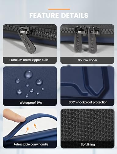 DOMISO 14 inch Laptop Sleeve with Handle Shockproof Computer Bag Waterproof EVA Protective Carrying Case for 14" ThinkPad E480/Yoga 920/13.5" Microsoft Surface Book/HP Pavilion 14 Stream 14,Dark Blue - color: Dark Blue, size: 14 inch