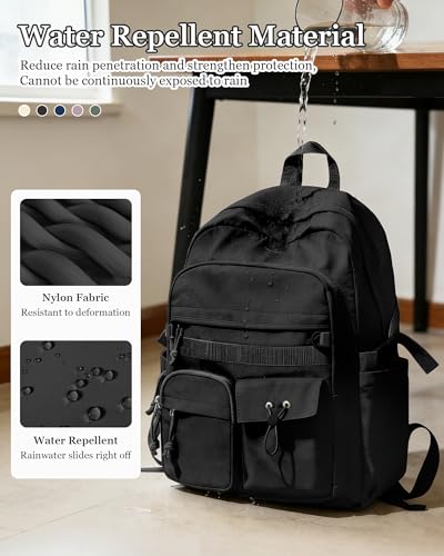 weradar Black School Backpack For Women Men,Aesthetic College Backpack With Lots of Pockets,Lightweight High School Bag For Teens Girls Boys,Cute Bookbag - color: A1-black