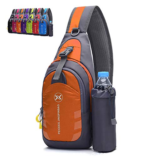 Peicees Chest Crossbody Sling Backpack Bag Travel Bike Gym Daypack for Women Men - color: Orange