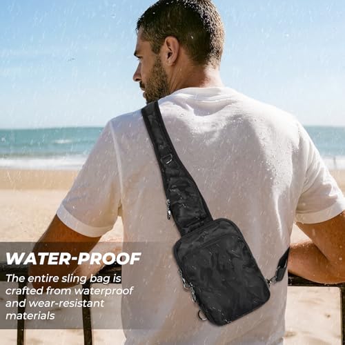 Anti-Theft Crossbody Sling Bag, RFID Blocking, Zipper Lock, Small - color: Camouflage Black