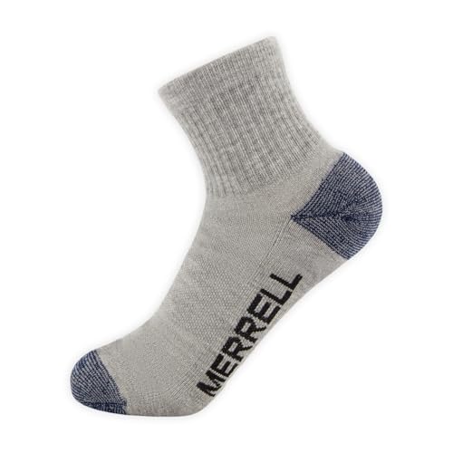 Merrell Unisex 3-pack Trekker Outdoor Ankle Socks, Mid-height Wool Blend Trail Socks Multi-pack - color: Charcoal Heather, size: Medium-Large