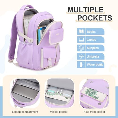 DIGOBAY Backpacks for Girls, 3PCS School Backpack with Lunch Box Pencil Pouch for Teen Girls Kids Elementary Primary Middle High College Daypack School bag Bookbag Set（Purple） - color: Purple
