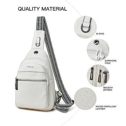 LATMAP 7L Sling Bag For Women Faux Leather Anti Theft Small Casual Daypack Backpack Fanny Pack Crossbody Chest Bags Purse Waterproof Beige - color: Beige 2