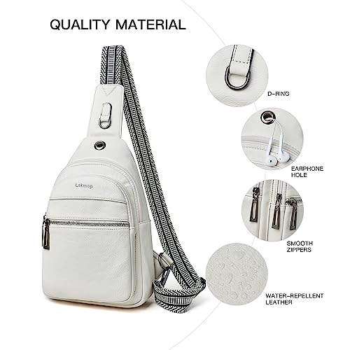 LATMAP 7L Sling Bag For Women Faux Leather Anti Theft Small Casual Daypack Backpack Fanny Pack Crossbody Chest Bags Purse Waterproof Beige - color: Beige 2