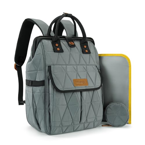 Montana West Wrangler Diaper Bag Backpack Baby Essentials Bag Quilted Travel Backpacks with Insulated Pockets, Portable Changing Pad, Stroller Straps, Pacifier Case - color: Grey