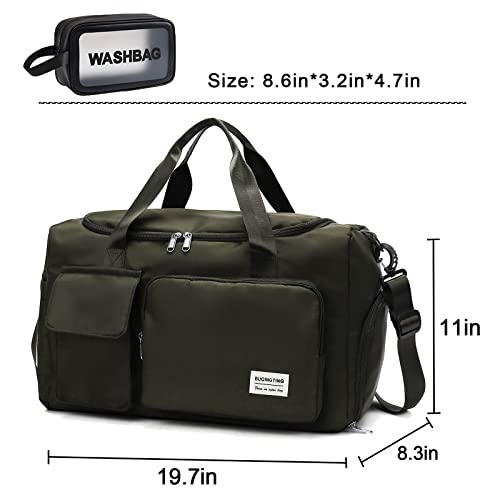 Small Gym Bag for Women, Travel Duffle Bag Carry On Weekender Bag with Shoe Compartment - color: 09#Army Green, style: Gym Bag&toiletry Bag