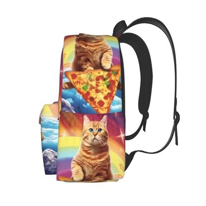 cfpolar 17 Inch Backpack Funny Pizza Cat Rainbow Laptop Bag Shoulder Bag School Bookbag Casual Daypack For Boys Girls - color: A2-funny Pizza Cat