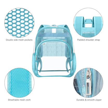 HEEYA Clear Backpack Heavy Duty Transparent Backpack for Security, Sports, Work, Travel, Stadium - color: Blue