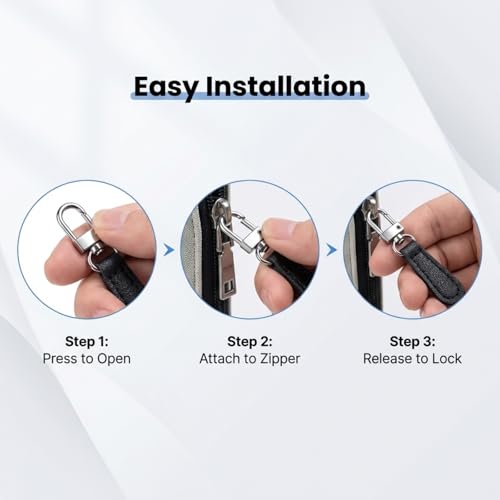 ZJO Detachable Leather Zipper Pull Replacement Kit, 16 Pieces, Universal Repair Tabs for Luggage, Backpacks, Jackets, Purses, Black, Brown, White