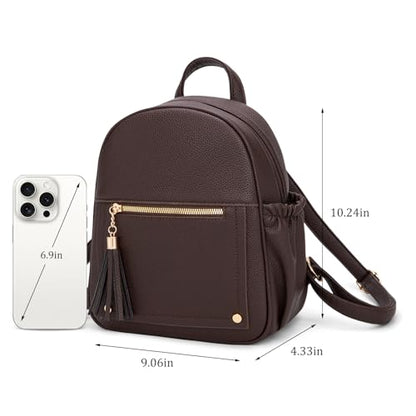 Montana West Mini Backpack Purse for Women Anti Theft Backpacks with Secured Zipper and Tassel - color: Mini Coffee
