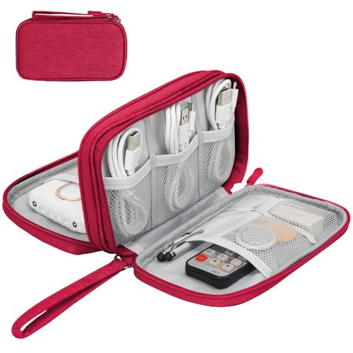 Skycase Electronic Organizer Travel Case - Waterproof Travel Cord Pouches for Organization, Cable Organizer, All-in-One Double Layers Storage Bag for Accessories, Charger, Cable - color: Wine, size: Medium