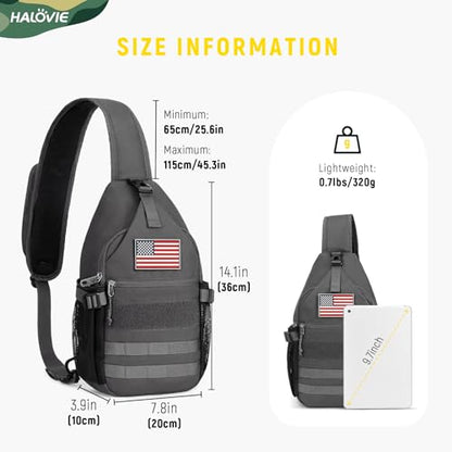 HALOVIE Crossbody Sling Bag Anti Theft RFID Sling Backpack Lightweight Travel Hiking EDC Tactical Chest Shoulder Pack Gift for Men - color: Gray