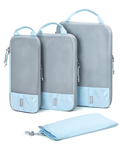 BAGSMART 6 Set /4 Set/2 Set Compression Packing Cubes for Travel, Lightweight Luggage Organizer Bags, Durable Space Saver Bags Travel Essentials - color: Light Blue, size: Set of 4