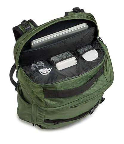 JanSport Venture Pack – Travel Pack With Large Main Compartment with Compression Straps, Dual Water Bottle Pockets, Padded Hip Belt & Luggage Trolley Pass-Through, Cargo Green - color: Cargo Green, style: Venture Pack