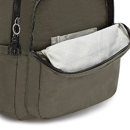 Kipling Women's Seoul 15" Laptop Backpack, Durable, Roomy with Padded Shoulder Straps, Built-In Protective Sleeve - color: Green Moss, size: 12.75''L x 17.25''H x 8''D