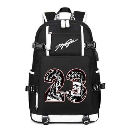 Basketball Player 23 Backpack Laptop Travel Bag Men's Women's Teenage Schoolbag (Red-White) - color: Red-white