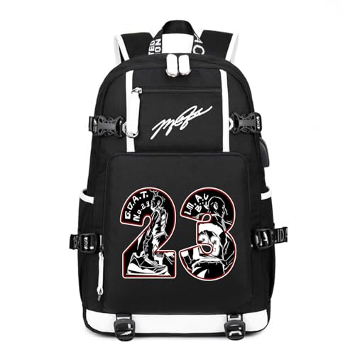 Basketball Player 23 Backpack Laptop Travel Bag Men's Women's Teenage Schoolbag (Red-White) - color: Red-white