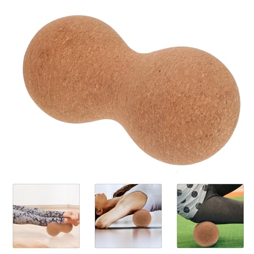 Alipis Peanut Deep Tissue Massage Ball Cork Wood Dual Mobility Massager for Muscle Relief Trigger Point Therapy Yoga Fitness and Travel