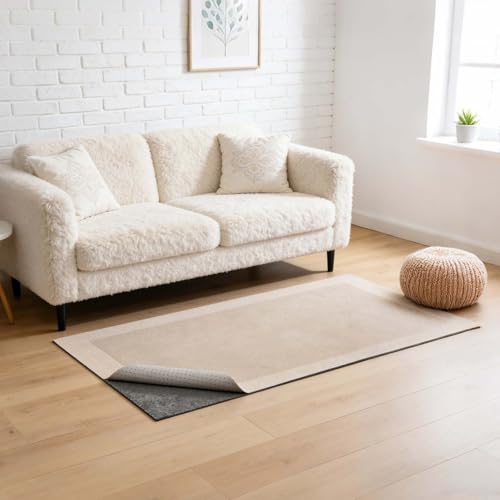 VEVOR Non-Slip Rug Pad 3 x 5 ft, Carpet Area Pad Gripper 0.22in Rug Mat Pad with Dual Surface Felt Cushion & Rubber Gripper, Hardwood Floor Protection for All Floors, Finishes, Keeps Carpets in Place - size: 5' x 3' (Rectangular)