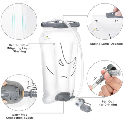 N NEVO RHINO Hydration Bladder 2L-3L,Water Reservoir for Hiking Backpack Leak Proof Water Storage Bladder,BPA-Free Water Pouch Hydration Pack for Camping Cycling Running - color: 1.5L water bladder