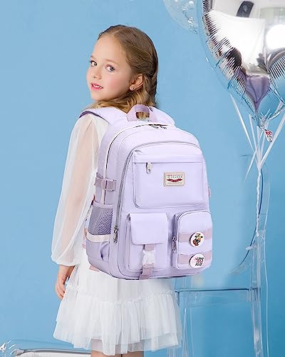 Makukke School Backpacks for Teen Girls - Laptop Backpacks 15.6 Inch College Cute Bookbag Anti Theft Women Casual Daypack,Purple Backpack - color: A-purple