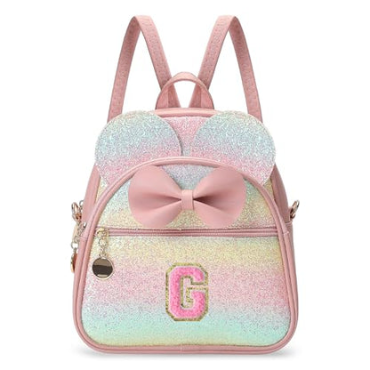 Birthday Gift for 2 3 4 5 6 7 8 9 10 Year old Girls Personalized Initial Mini Backpack Purse for Toddler Kids-Shine-G - color: Shine, style: G