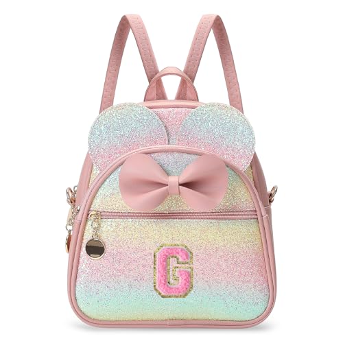 Birthday Gift for 2 3 4 5 6 7 8 9 10 Year old Girls Personalized Initial Mini Backpack Purse for Toddler Kids-Shine-G - color: Shine, style: G