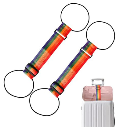 Luggage Connector Straps 2Pcs,2026 New Multi Use Strong Adjustable Bag Luggage Straps,Add a Bag Easy to Travel Suitcase Elastic Strap Belt Luggage Accessories(Iridescent) - color: Iridescent