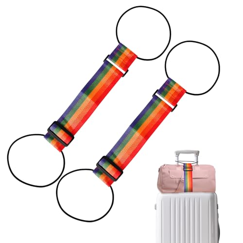 Luggage Connector Straps 2Pcs,2026 New Multi Use Strong Adjustable Bag Luggage Straps,Add a Bag Easy to Travel Suitcase Elastic Strap Belt Luggage Accessories(Iridescent) - color: Iridescent
