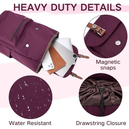 VASCHY Backpack for Women, Water Resistant High School Backpack Travel Carry-on Anti-theft Casual Daypack for Work Business Hiking Burgundy - color: Burgundy