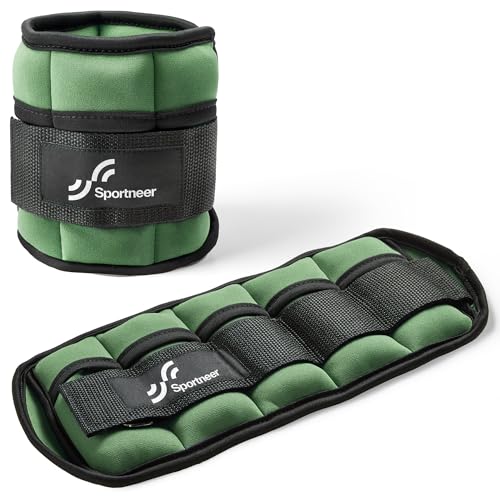 Sportneer Adjustable Ankle Weights for Women and Men 7 lbs/Pair Adjustable Leg Weights with Secure Straps, Strength Training Weighted for Yoga, Walking, Running, Aerobics, Gym, Physical Therapy - color: Olive