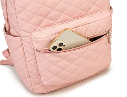 Kinmac Laptop Backpack with Massage Cushion Straps and USB Charging Port for Laptop Up to 15.6 Inch Men Women Travel Outdoor Backpack (Pink) - color: Pink Embroider