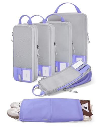 BAGSMART 6 Set /4 Set/2 Set Compression Packing Cubes for Travel, Lightweight Luggage Organizer Bags, Durable Space Saver Bags Travel Essentials - color: Very Peri, size: Set of 6