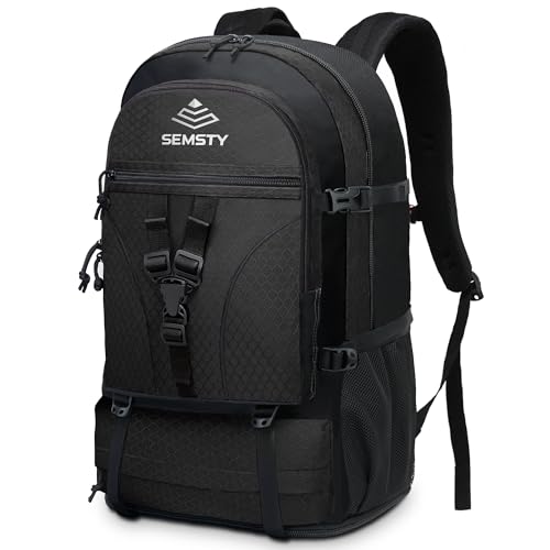 40L/50L Expandable Hiking Backpack for Men and Women, Travel Camping Backpack Flight Approved - color: 40l+10l Black