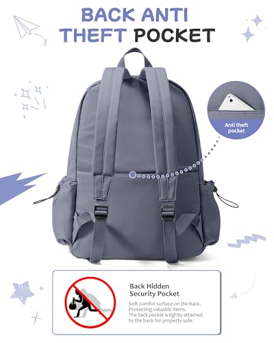 SEAFEW Blue Classic Basic Backpack for Women, Waterproof High School Bookbag, Lightweight Casual Travel Daypack, College Backpack Men, Middle School Bag for Girls Boys - color: Dark Blue Classic