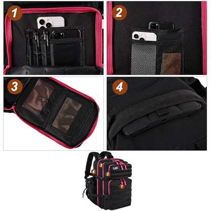 LHI Military Tactical Backpack for Men and Women 45L Army 3 Days Assault Pack Bag Large Rucksack with Molle System - Black with red zipper - color: 1.0 Black With Red Zipper