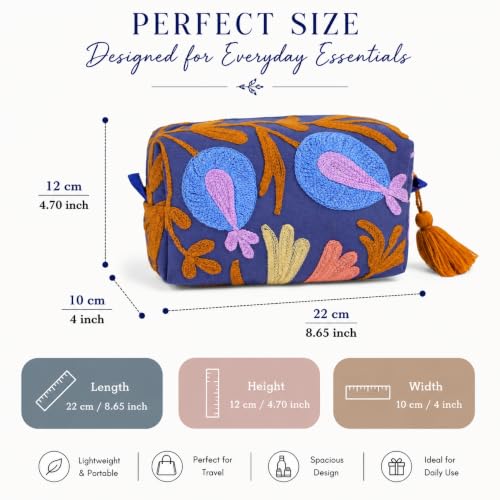 Huar Travel Makeup Bag- Large Capacity Cosmetic Bags for Women - color: Dark Blue
