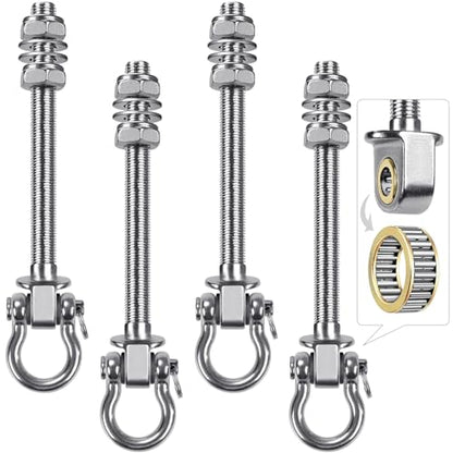 SELEWARE Heavy Duty Bearing Swing Hangers, 4 Pack Stainless Steel Hooks for Wood and Steel Beam, Sets Hardware for Hammock, Yoga, Porch, Heavy Bag, 7" x M2/5", 1500LB Capacity - color: 4 Pack Bearing Hangers (7" X M2/5" Threaded Rod)