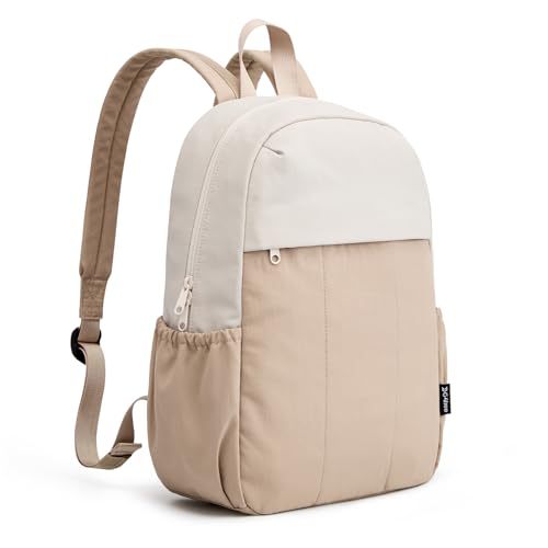 G4Free Mini Backpack for Women Water-resistant Hiking Backpack with Adjustable Shoulder Straps for Travel Shop Work Casual(Beige&Khaki) - color: Beige&khaki