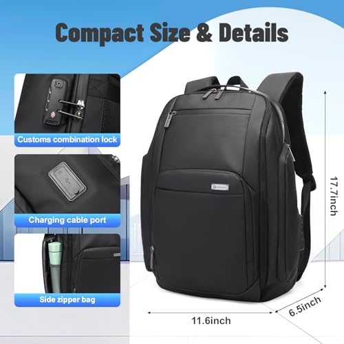 Expandable Business Laptop Backpack,180° Full Open TSA Friendly Travel Bag,15.6 inch Slim Commuter Backpack with USB Port,Water Resistant Professional Office Daypack,Black - color: Black-3