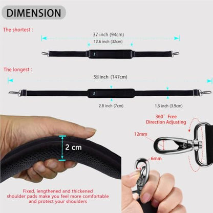 ZINZ Shoulder Strap 58" with Thick Fixed Pad - color: Black