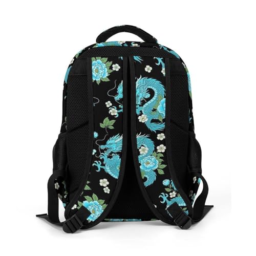 Nurse Teacher Travel Backpack Light Blue Flowers Cool Dragons Floral Purse, Cute Laptop Backpack with Tumbler Holder for Women College Work Casual Daypack - color: Pattern (259)