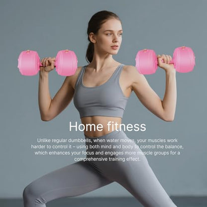 Travel Weights Water Filled Dumbbell Set of 2,6LB Hand Weights for Women at Home Gym Exercise Training - color: Solid Pink
